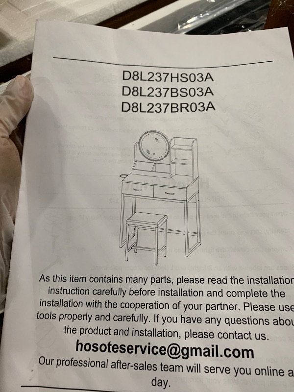 Photo 1 of ** NEW ** Makeup Vanity Desk with Round Mirror and Lights, White Vanity Makeup Table with 2 Drawers, Small Vanity Table for Bedroom with Lots Storage (Brown and Black, 15.75 * 31.5 * 53.6in)