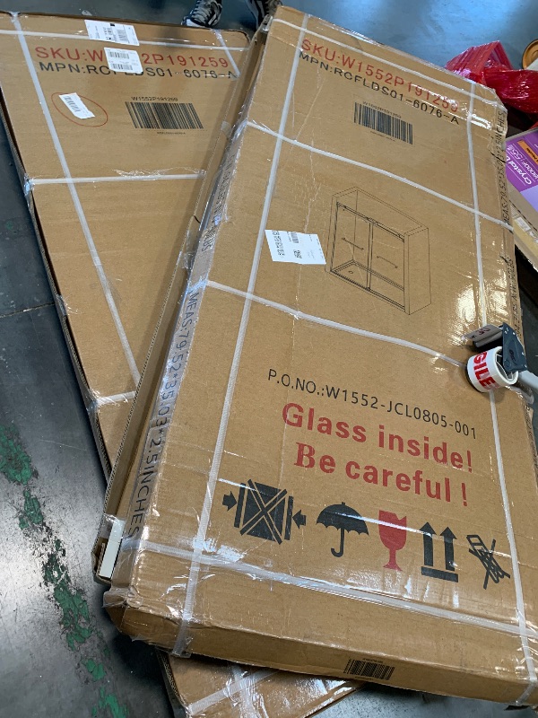 Photo 1 of ** SET 3 BOX** Shower Door, 68-72" W * 76" H Frameless Double Sliding Shower Doors with 3/8" (10mm) Thick SGCC Tempered Glass & Double Handles, Bathroom Walking-in Glass Shower Door w/o Buffer, Chrome