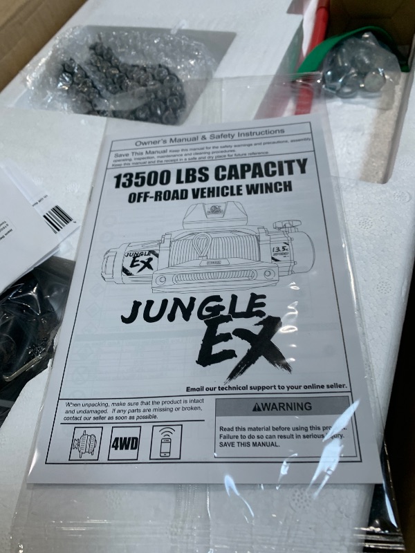 Photo 1 of ** NEW** STEGODON Winch 13500 lb Winch 12V Waterproof Electric Winch Synthetic Rope Winch Off Road Winches with 2 in 1 Wireless Remote for Towing Jeep Truck Off Road (Jungle EX)