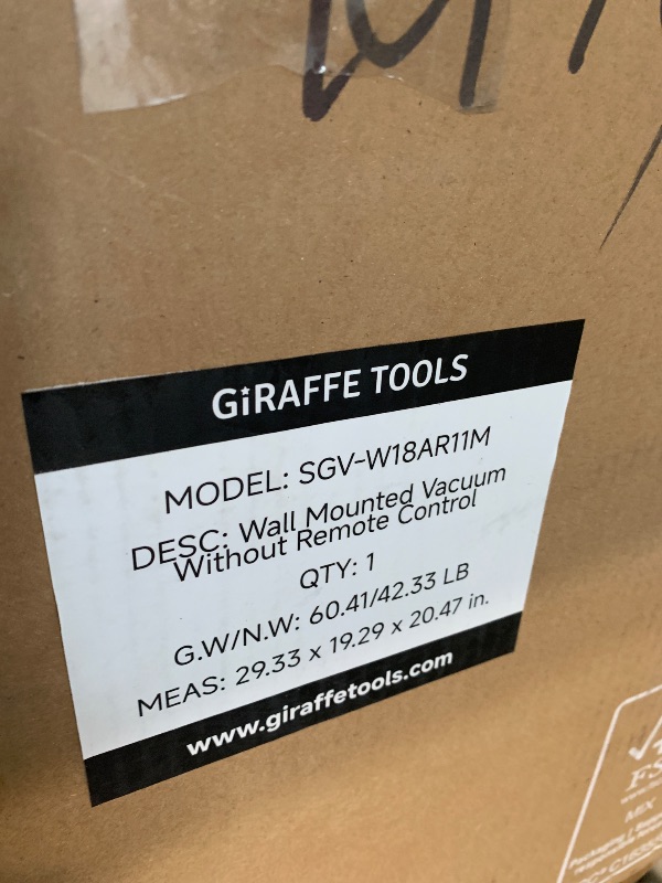 Photo 1 of ** USED / TESTED / FUUNCTIONAL ** Giraffe Tools Grandstorm Retractable Vacuum Cleaner Wall-Mounted, Shop Wet Dry Vacuum Cleaner with 6 Nozzles for Car Detailing Remote Control Garage Vacuum, Grey