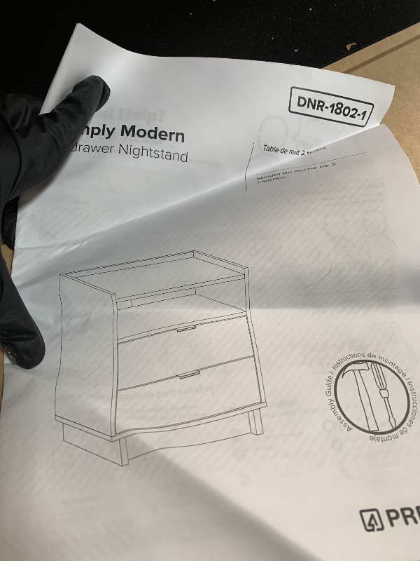 Photo 1 of ** USED ** Prepac Simply Modern Nightstand Bedside Table, Black Nightstand for Bedroom, End Table with 2 Drawers and Open Shelf 23.75" W x 26.75" H x 16" D