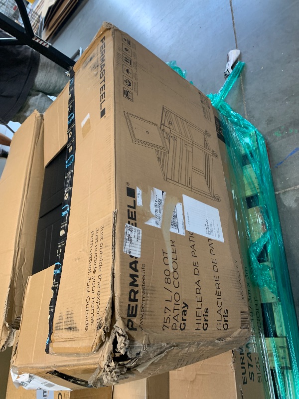 Photo 1 of ** VERY USED ** Permasteel Party Cooler with Divider, Spacious 80-Qt Capacity, Chills 36hrs, Rolling Ice Chest for Indoor and Outdoor Entertainment, Wood Grain Finish, Gray