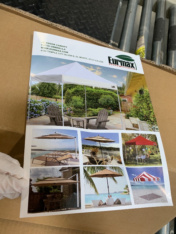 Photo 1 of ** NEW / COMPLETE ** Eurmax USA Standard 10x10ft Patio Pop Up Canopy Tent for Outdoor Events Commercial Instant Canopies with Heavy Duty Roller Bag,Bonus 4 Canopy Sand Bags (Blue)