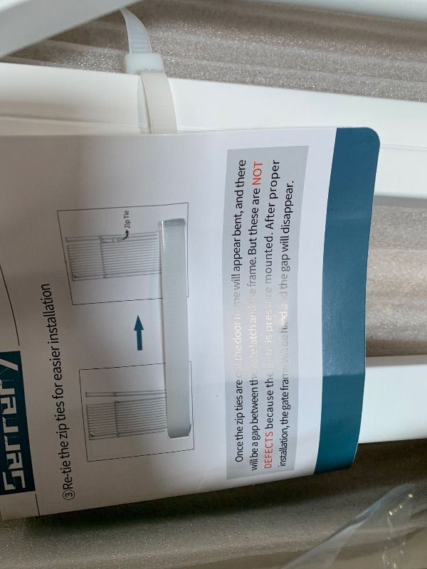 Photo 1 of ** USED** Senneny Extra Tall Cat Gate Height Adjustable from 59”-83”, No Drilling Auto-Close Pet Gate for Stairs and Doorways. Includes Wall Cups, Pressure or Hardware Mount, White, 95-105cm/ 37.4-41.3" Wide