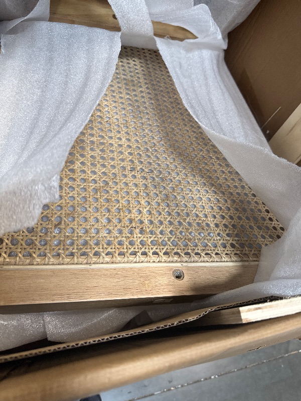 Photo 1 of ** Christopher Knight Home Yone Dining Chairs Set of 2, Modern Dining Chair with Fabric Upholstery, Rubberwood Frame Kitchen Chairs with Cane Webbing, Extra Seat for Dining Room, 