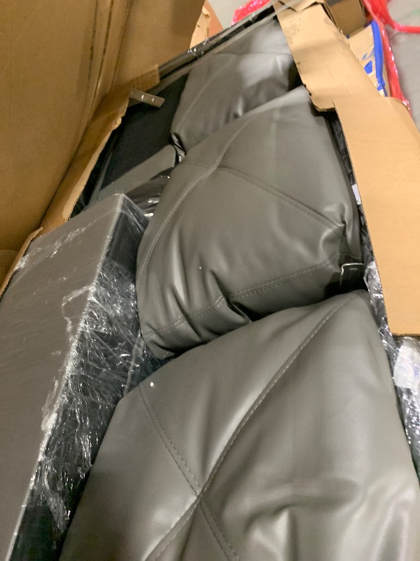 Photo 1 of ** USED ** Osparple Sofas for Living Room Faux Leather L Shaped Sectional Couch 3 Pieces Small Sectional Sofa Set with Chaise, Ottoman with Storage for Small Apartment, Study, Home Office, Dark Gray