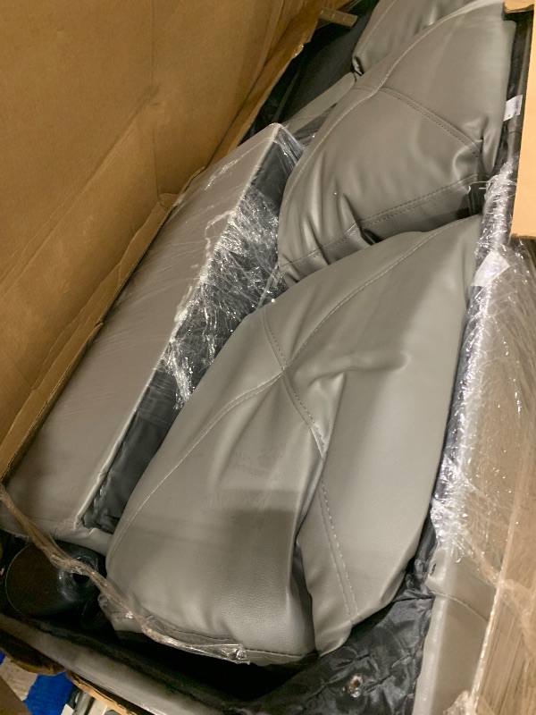 Photo 1 of ** USED ** Osparple Sofas for Living Room Faux Leather L Shaped Sectional Couch 3 Pieces Small Sectional Sofa Set with Chaise, Ottoman with Storage for Small Apartment, Study, Home Office, Dark Gray