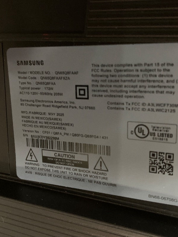Photo 1 of ** USED / DAMAGE MINOR/ TESTED FUNCTIONAL  ** Samsung - 65” Class Q8F Series QLED 4K UHD SamsungVision AI Smart Tizen TV (2025)
