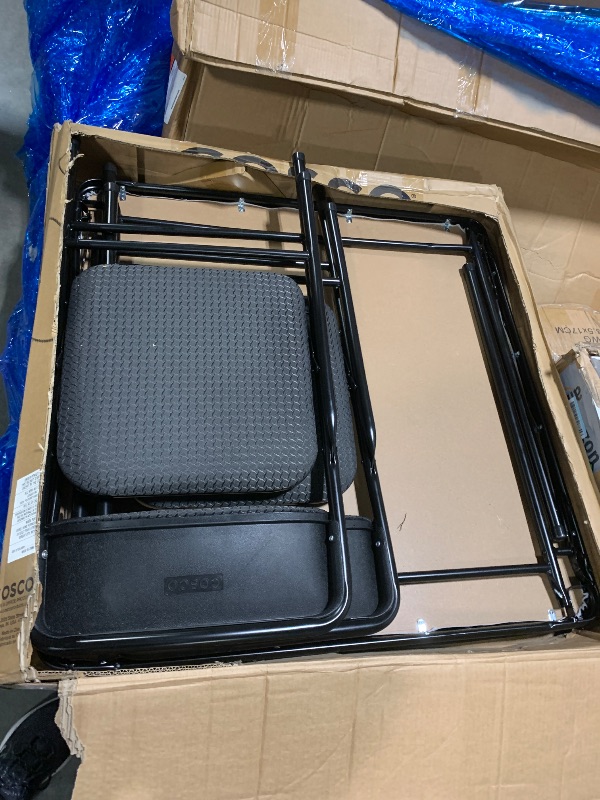 Photo 1 of ** VERY USED / DAMAGE MINOR** CoscoProducts Premium 5-Piece Table & Chair Dining Set, with 34" Vinyl Top Card Table and 4 Fabric Padded Seat & Back Folding Chairs, Black