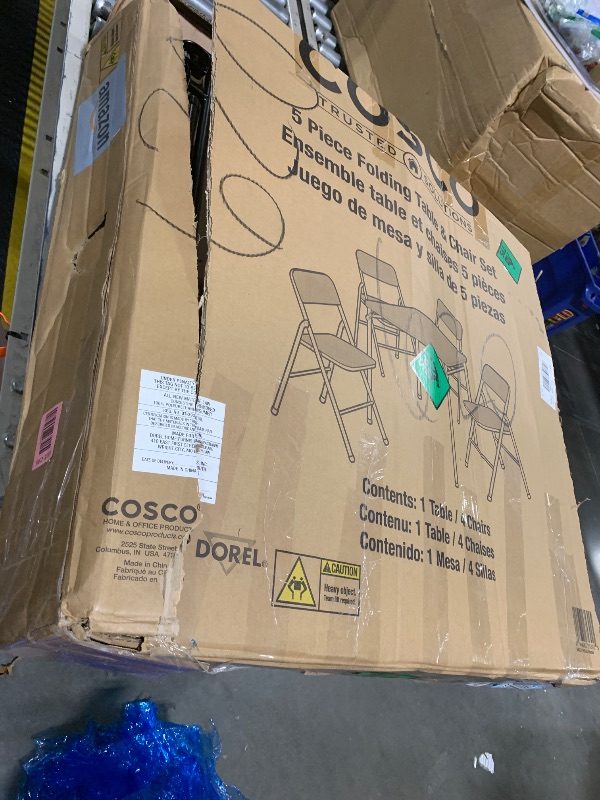 Photo 1 of ** USED/ DAMAGE MINOR ** CoscoProducts Premium 5-Piece Table & Chair Dining Set, with 34" Vinyl Top Card Table and 4 Fabric Padded Seat & Back Folding Chairs, Black