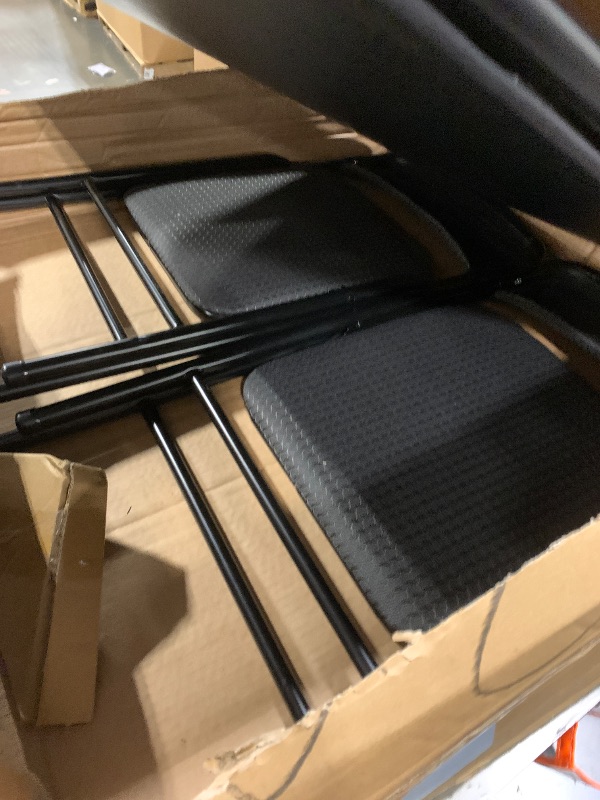 Photo 1 of ** USED/ DAMAGE MINOR ** CoscoProducts Premium 5-Piece Table & Chair Dining Set, with 34" Vinyl Top Card Table and 4 Fabric Padded Seat & Back Folding Chairs, Black