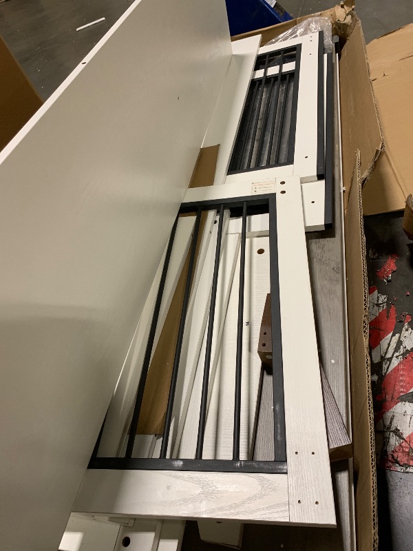 Photo 1 of ** VERY USED / DAMAGE MINOR ** Yafylly 60.6 Inch Double Dog Crate with Divider, 2-in-1 Heavy Duty Dog Crate TV Stand with 2 Sliding Doors and Thick Iron, Indoor Dog House for 2 Dogs (White)