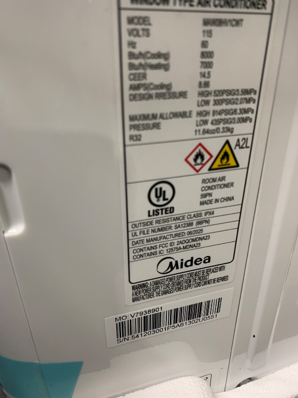 Photo 1 of ** FUNCTIONAL IN GOOD CONDITION ** Midea 8,000 BTU Smart Inverter Air Conditioner Window Unit with Heat and Dehumidifier – Cools up to 350 Sq. Ft., Energy Star Rated, Quiet Operation, Electronic Controls, Remote Control, White