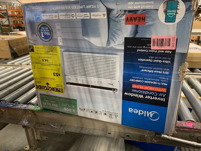 Photo 1 of ** FUNCTIONAL IN GOOD CONDITION ** Midea 8,000 BTU Smart Inverter Air Conditioner Window Unit with Heat and Dehumidifier – Cools up to 350 Sq. Ft., Energy Star Rated, Quiet Operation, Electronic Controls, Remote Control, White