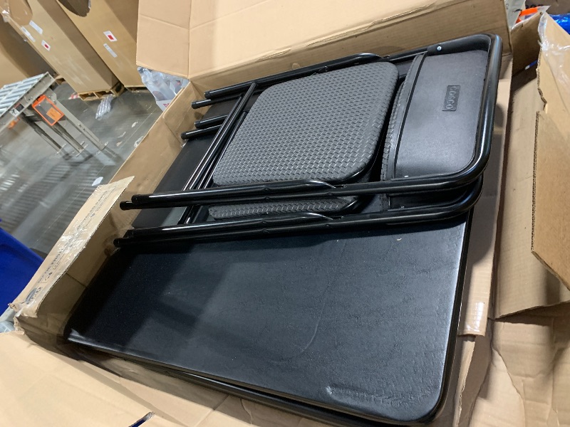 Photo 1 of ** VERY USED ** CoscoProducts Premium 5-Piece Table & Chair Dining Set, with 34" Vinyl Top Card Table and 4 Fabric Padded Seat & Back Folding Chairs, Black