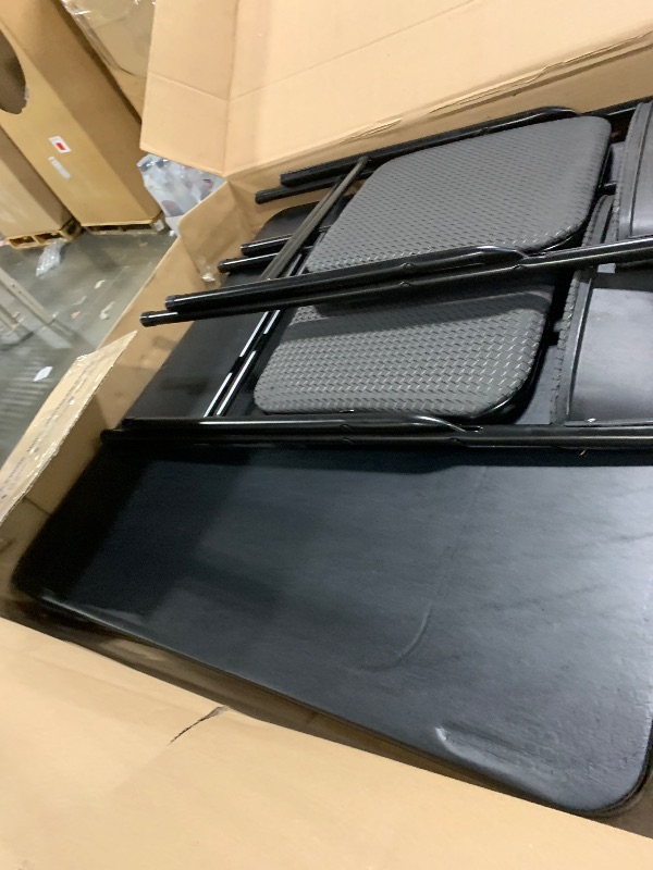 Photo 1 of ** VERY USED ** CoscoProducts Premium 5-Piece Table & Chair Dining Set, with 34" Vinyl Top Card Table and 4 Fabric Padded Seat & Back Folding Chairs, Black