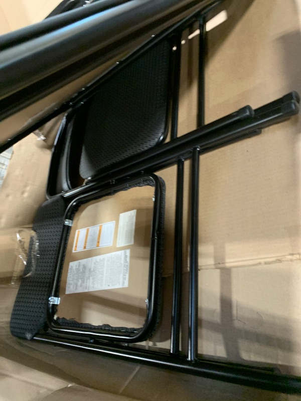 Photo 1 of ** VERY USED ** CoscoProducts Premium 5-Piece Table & Chair Dining Set, with 34" Vinyl Top Card Table and 4 Fabric Padded Seat & Back Folding Chairs, Black