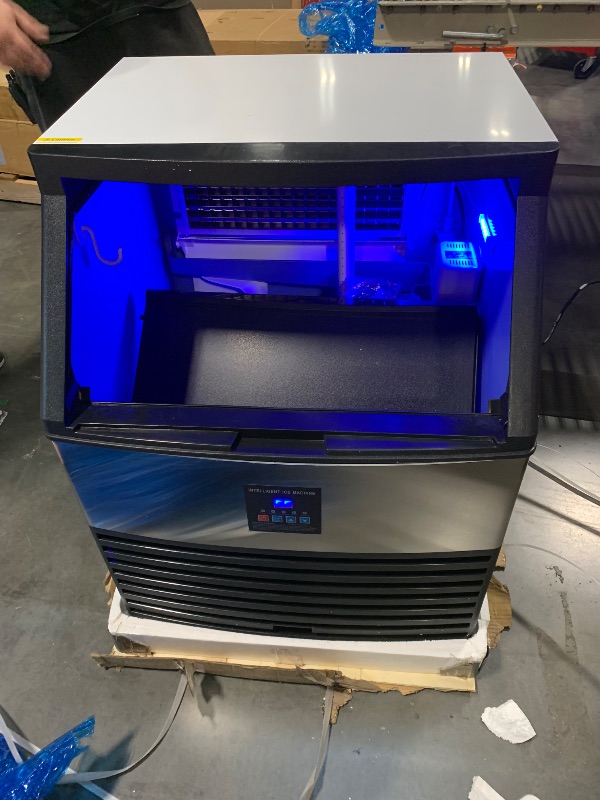 Photo 1 of ** VERY USED / TESTED FUNCTIONAL / DAMAGE MAJOR** KOKEBREN Commercial Ice Maker Machine 440lbs/24H, Stainless Steel Ice Machine w/ 88lbs Large Ice Storage Capacity, LED & Self-Clean Freestanding Ice Maker(6 * 18 Ice Cube)