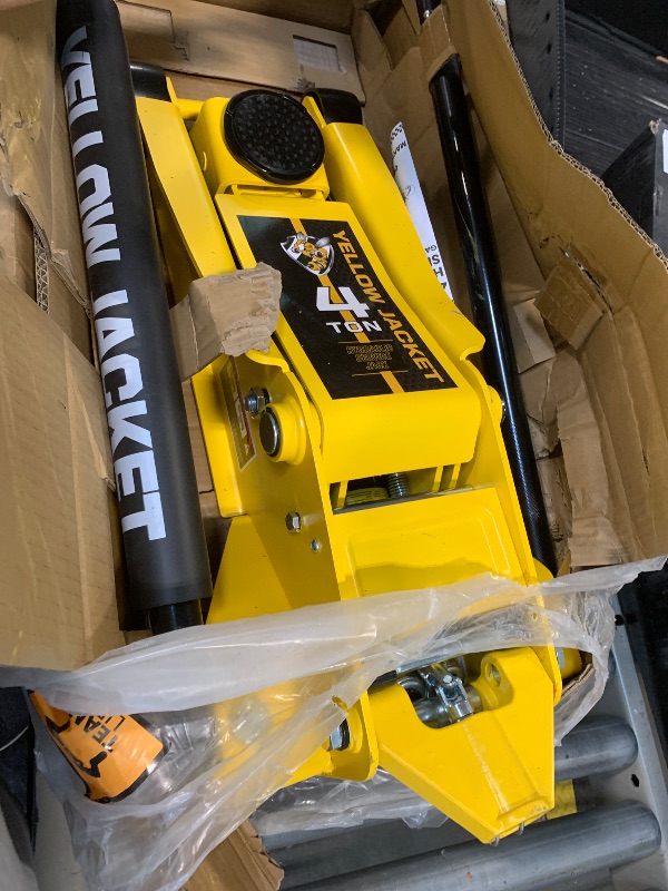 Photo 1 of ** USED*** YELLOW JACKET Low Profile Floor Jack with Dual Pumps Quickly Lift Hydraulic Car Jack with Pad, 4 Ton (8,800 lb) Capacity
