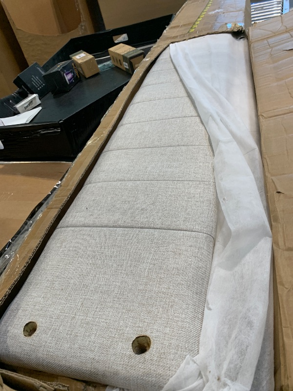 Photo 1 of ** USED ** KEIKI Twin Size Upholstery Daybed with Erectable Trundle and Vertical Stripes, Twin to King Design Extendable Linen Sofa Bed, Easy Assembly, No Box Spring Required, for Living Room and Bedroom, Beige