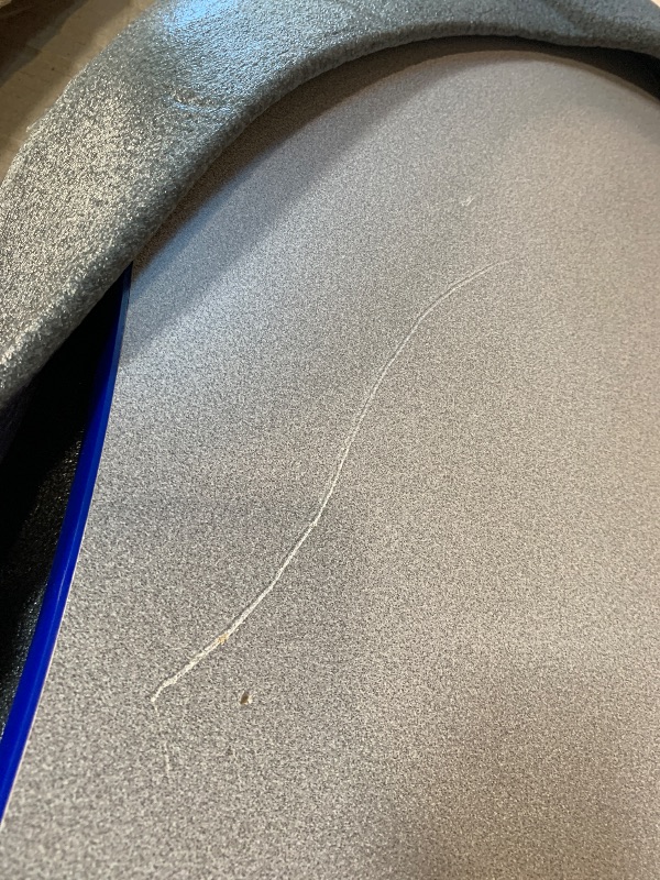 Photo 1 of ** ONLY TABLE** FDP Clover Activity School and Office Table (48 x 48 inch), Standard Legs with Swivel Glides for Collaborative Seating Environments, Adjustable Height 19-30 inches - Gray Top and Blue Edge