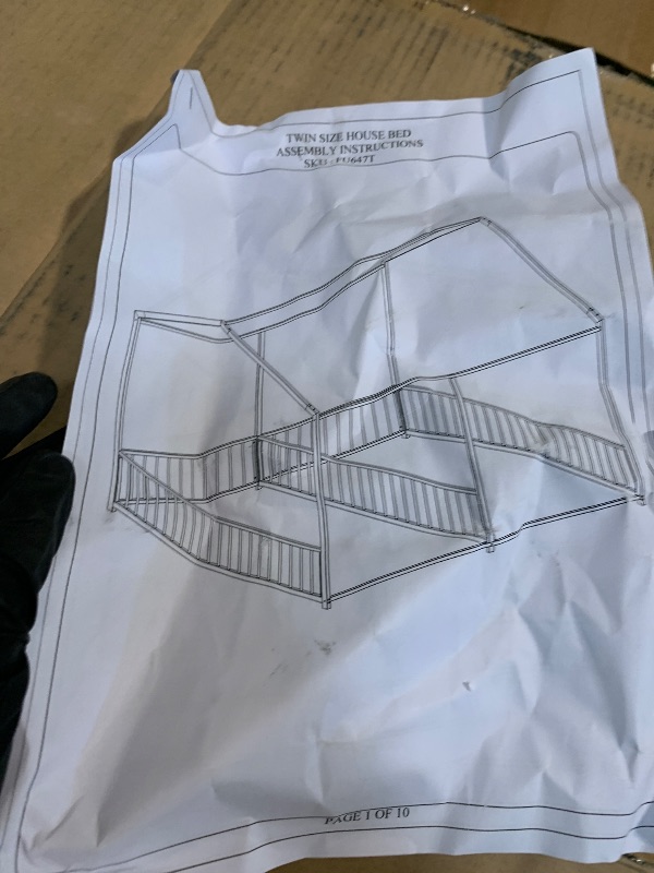 Photo 1 of ** USED** PVWIIK Double Montessori Floor Bed with Fence & Roof for Two Kids Teens Boys Girls,Twin Floor Bed,Easy Assemble,No Box Spring Needed, Black