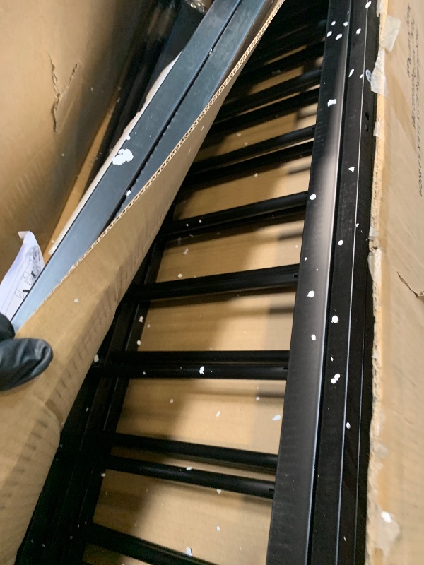 Photo 1 of ** USED** PVWIIK Double Montessori Floor Bed with Fence & Roof for Two Kids Teens Boys Girls,Twin Floor Bed,Easy Assemble,No Box Spring Needed, Black