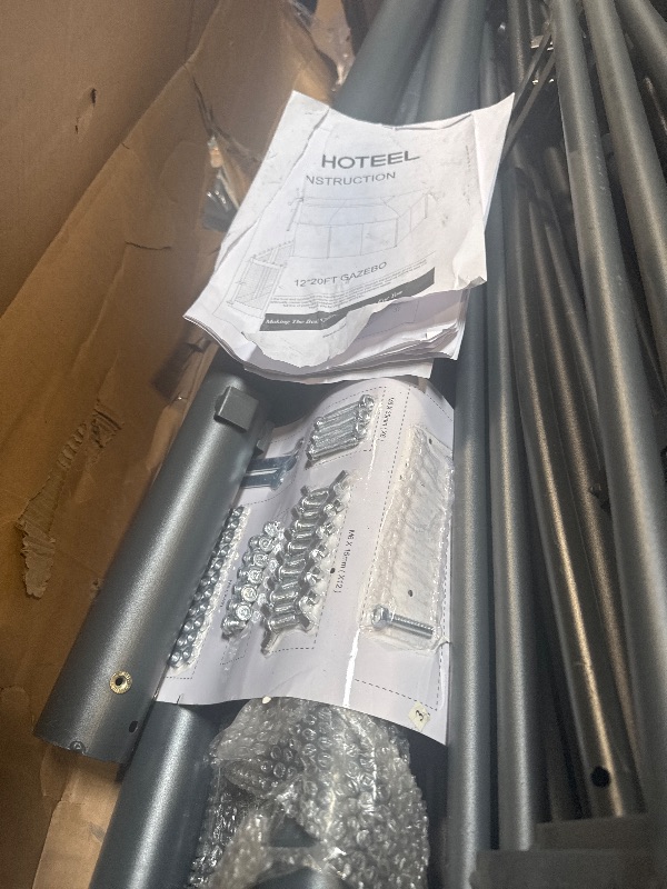 Photo 1 of ** VERY USED ** COBIZI Gazebo 12x20 Heavy Duty Gazebos with Improved Nettings Outdoor Gazebo Canopy Double Roof Patio Gazebos with Metal Steel Frame for Patio, Deck, Backyard (Gray)