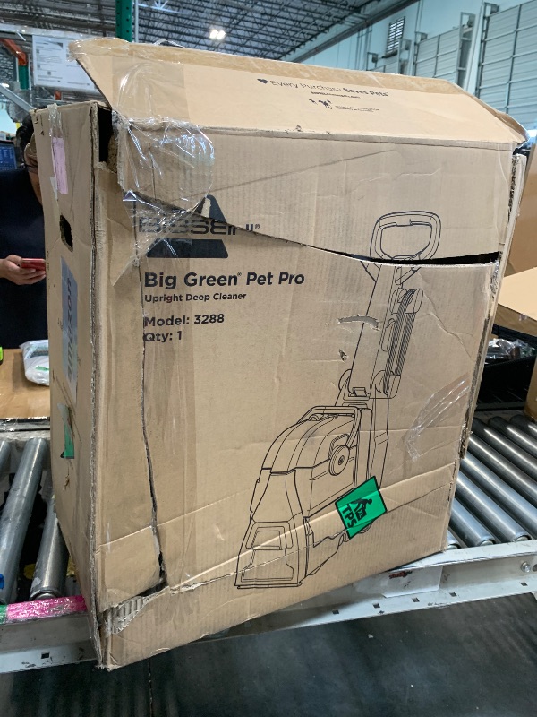 Photo 1 of ** USED / UNTESTED FUNCTIONAL ** BISSELL® Big Green® PET PRO Carpet Cleaner with 8 Row XL DirtLifter PowerBrush, 9-inch Long Reach Hose, 2 Upholstery Tools, Includes Pet Pro Oxy Urine Eliminator Formula