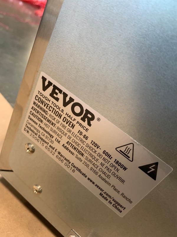 Photo 1 of ** USED/ UNTESTED FUNCTIONAL** VEVOR Commercial Convection Oven, 66L/60Qt, Half-Size Conventional Oven Countertop, 1800W 4-Tier Toaster w/Front Glass Door, w/Trays Wire Racks Clip Gloves, 120V