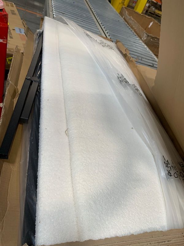 Photo 1 of ** DAMAGE MINOR ** viplov King Size Bed Frame and Headboard, Upholstered Platform Bed with Adjustable Headboard, Soft Boucle Fabric, Modern Style, No Box Spring Required, Easy Assembly, Off-White