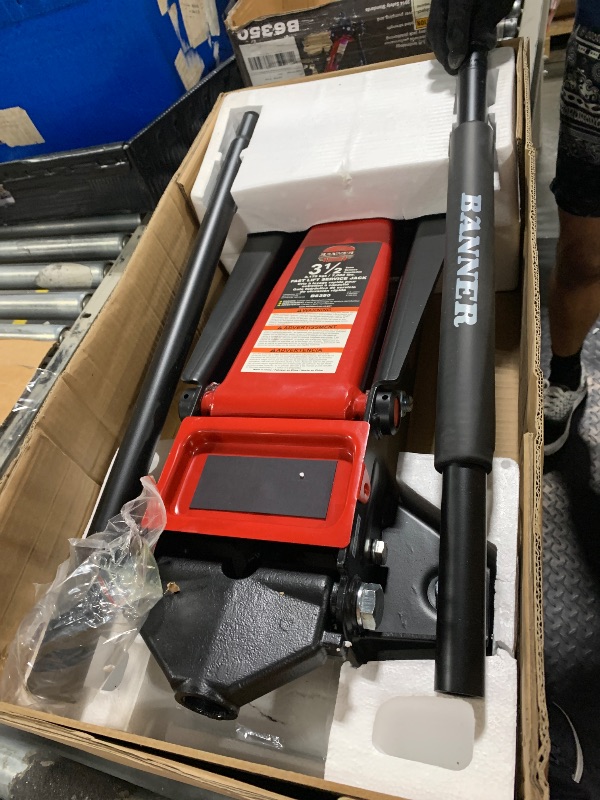 Photo 1 of ** USED ** Blackhawk B6350 Black/Red Fast Lift Service Jack - 3.5 Ton Capacity, 28 1/2" L x 13 3/4" W x 6 1/2" H