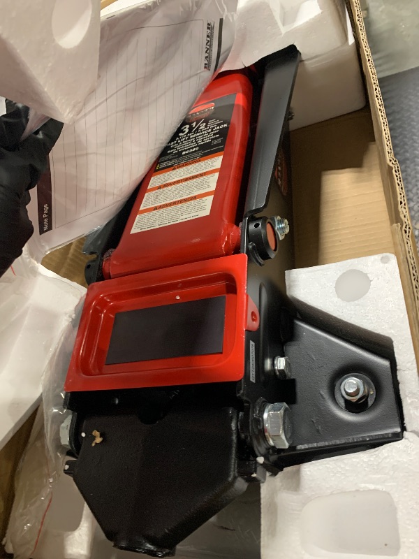 Photo 1 of ** USED ** Blackhawk B6350 Black/Red Fast Lift Service Jack - 3.5 Ton Capacity, 28 1/2" L x 13 3/4" W x 6 1/2" H