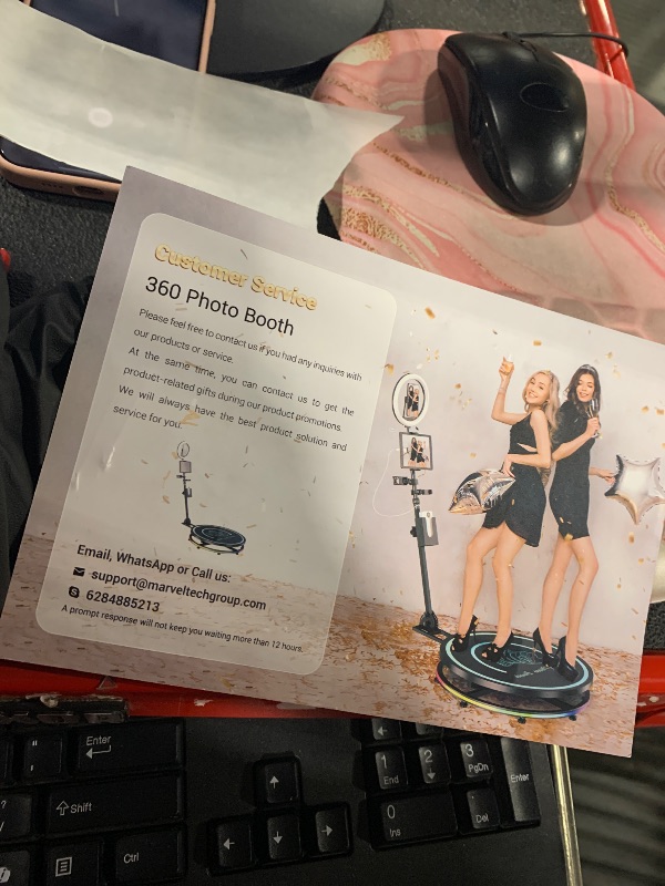 Photo 1 of ** USED/ COMPLETE ** MWE 360 Photo Booth Machine for Parties with Flight Case,RGB Strip Light,Software APP Remote Automatic 360 Spin Camera Video Booth for 4-6 People(39.4''+Flight Case)