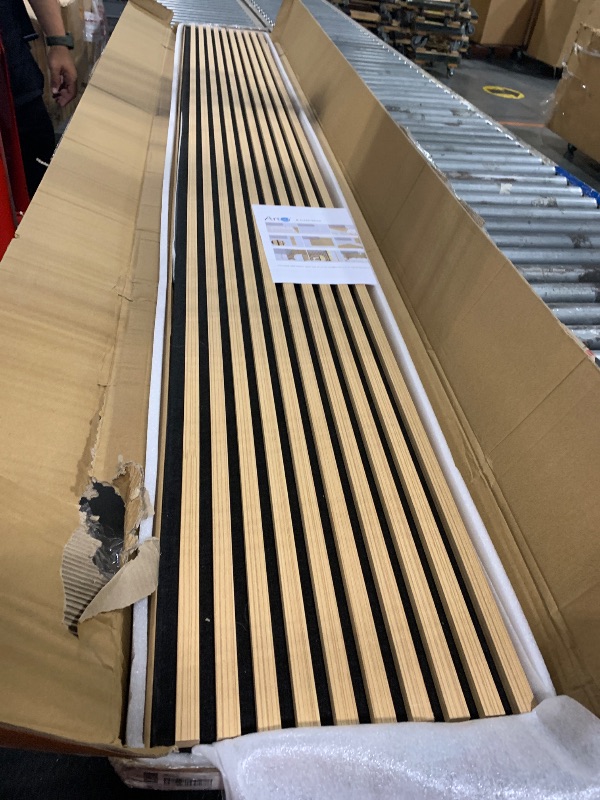 Photo 1 of ** NEW ** Art3d 2-Pack 108" x 12" Acoustic Wood Panels for Wall, Soundproof Wood Slat Panel for Wall and Ceiling, 3D Fluted Sound Absorbing Paneling for Interior Wall Decor, Living Room, Bedroom - Peach