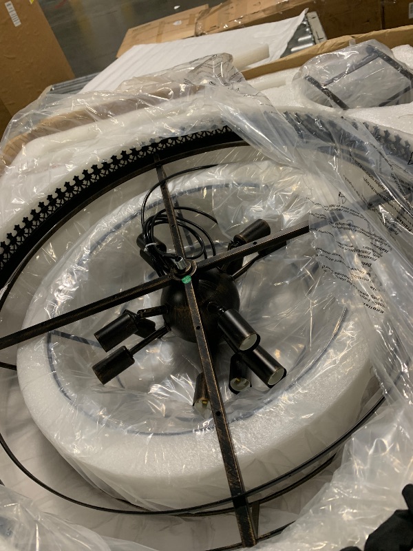 Photo 1 of ** USED /UNTESTED DAMAGE MINOR PARTS CHECK PHOTO** WECHAET French Empire Staircase Crystal Chandelier, Antique Bronze Vintage High Ceiling Chandelier for Foyer Entryway Hallway Entrance Living Room, Foyer Lighting Fixtures, 28" W x 48" H