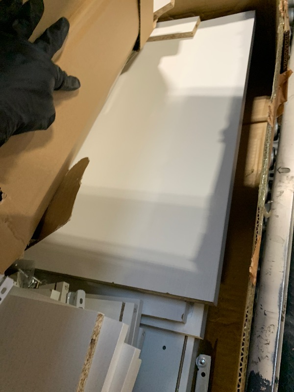 Photo 1 of ** USED/ DAMAGE MAJOR ** DWVO White 6 Drawers Dresser, Modern Wood Dresser Chest of Drawers with Black Metal Handle ? Anti-Tipping Device, Modern Storage Cabinet for Hallway, Entryway, Living Room