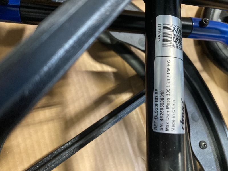 Photo 1 of ** NEW** Drive Medical Blue Streak Wheelchair with Flip Back Desk Arms, Swing Away Footrests,FoldingDesk Length Arms, Alloy Steel, 20 Inch Seat