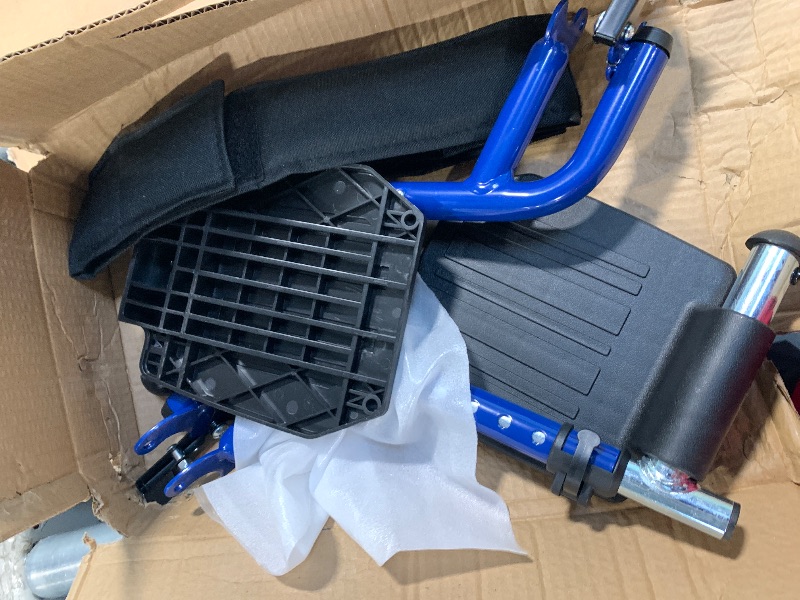 Photo 1 of ** NEW** Drive Medical Blue Streak Wheelchair with Flip Back Desk Arms, Swing Away Footrests,FoldingDesk Length Arms, Alloy Steel, 20 Inch Seat