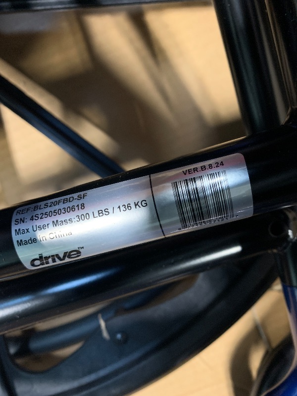 Photo 1 of ** NEW** Drive Medical Blue Streak Wheelchair with Flip Back Desk Arms, Swing Away Footrests,FoldingDesk Length Arms, Alloy Steel, 20 Inch Seat