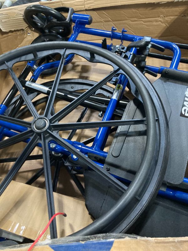 Photo 1 of ** NEW** Drive Medical Blue Streak Wheelchair with Flip Back Desk Arms, Swing Away Footrests,FoldingDesk Length Arms, Alloy Steel, 20 Inch Seat