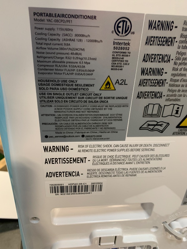 Photo 1 of ** TESTED FUNCTIONAL ** DOMANKI 12000 BTU Portable Air Conditioners for Room up to 500 sq.ft, 3-in-1 Free Standing Quiet Portable AC Unit with Fan & Dehumidifier, Remote Control, Sleep Mode/24h Timer, 4 Speed, Auto Swing