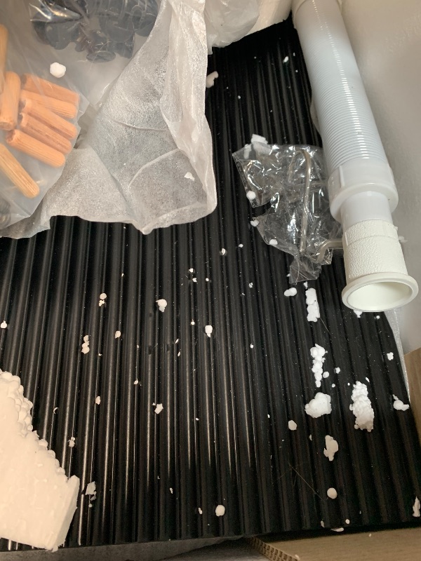 Photo 1 of YITAHOME 30 Inch Bathroom Vanity with Vacuum Forming, Freestanding Storage Cabinet Vanity with Engineered White Stone Countertop, 2 Large Soft Closing Doors with Shelf, Gold Handles & Legs, Black