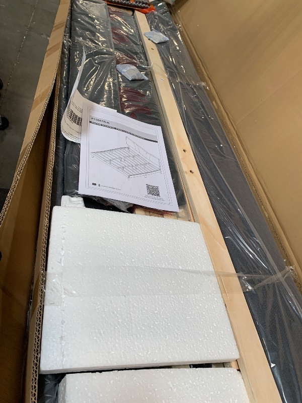 Photo 1 of ** FACTORY SEALED ** Novilla King Size Bed Frame with Adjustable Headboard Platform King Bed Frame Linen Fabric Upholstered Headboard, No Box Spring Needed, Noise-Free, Wooden Slats Support, Easy Assembly, Dark Grey