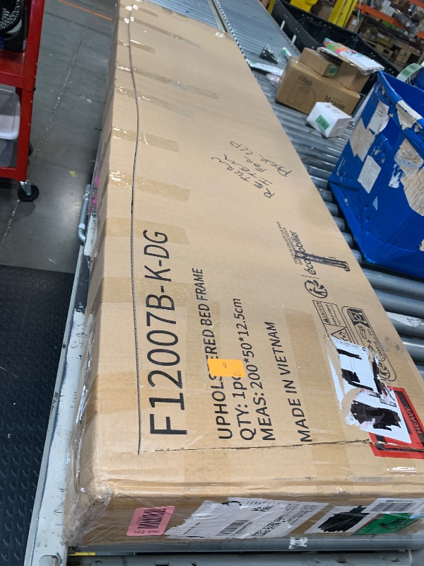 Photo 1 of ** FACTORY SEALED ** Novilla King Size Bed Frame with Adjustable Headboard Platform King Bed Frame Linen Fabric Upholstered Headboard, No Box Spring Needed, Noise-Free, Wooden Slats Support, Easy Assembly, Dark Grey