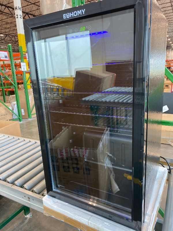 Photo 1 of * USED / TESTED FUNCTIONAL ** EUHOMY Beverage Refrigerator and Cooler, Mini fridge with Glass Door, Small Refrigerator with Adjustable Shelves for Soda Beer or Wine, Perfect for Home/Bar/Office,