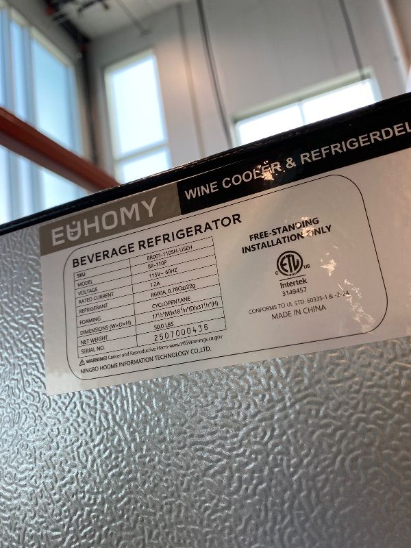 Photo 1 of * USED / TESTED FUNCTIONAL ** EUHOMY Beverage Refrigerator and Cooler, Mini fridge with Glass Door, Small Refrigerator with Adjustable Shelves for Soda Beer or Wine, Perfect for Home/Bar/Office,