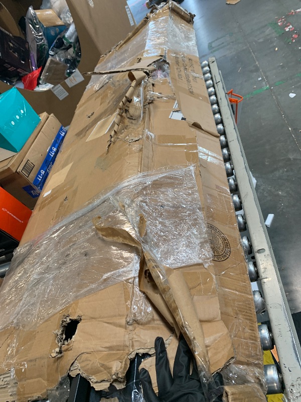 Photo 1 of ** USED ** King Size Bed Frame with 2 Storage Drawers and Charging Station, Rustic Linen Upholstered Platform Bedframe with Storage Headboard, Heavy Duty, No Box Spring Needed, Easy Assembly, Noise Free, Grey