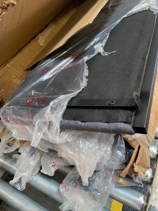 Photo 1 of ** USED ** King Size Bed Frame with 2 Storage Drawers and Charging Station, Rustic Linen Upholstered Platform Bedframe with Storage Headboard, Heavy Duty, No Box Spring Needed, Easy Assembly, Noise Free, Grey