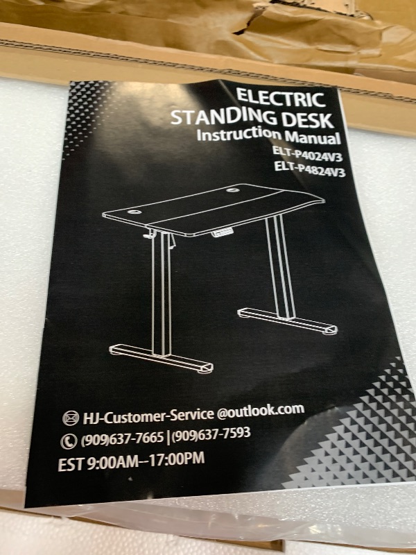 Photo 1 of ** USED ** Sweetcrispy Electric Standing Desk Adjustable Height, 40x24 Inch Sit Stand Up Home Office Desks Computer Workstation PC Work Table with 3 Memory Preset Splice Wood Board Metal Frame, White